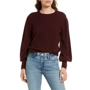 FRAME Smock Cuff Cashmere Cabernet Sweater US XS $488